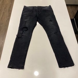 Mens black distressed Jeans Purple Brand